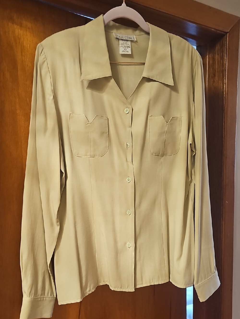 Tall Girl Light Green Button-Up Blouse